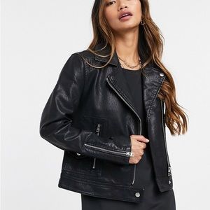 Topshop faux leather biker jacket